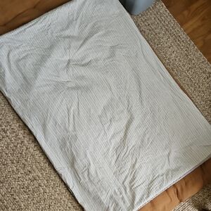 Zara Home Baby Blanket, Sherpa One Side, Cream Stripe Print